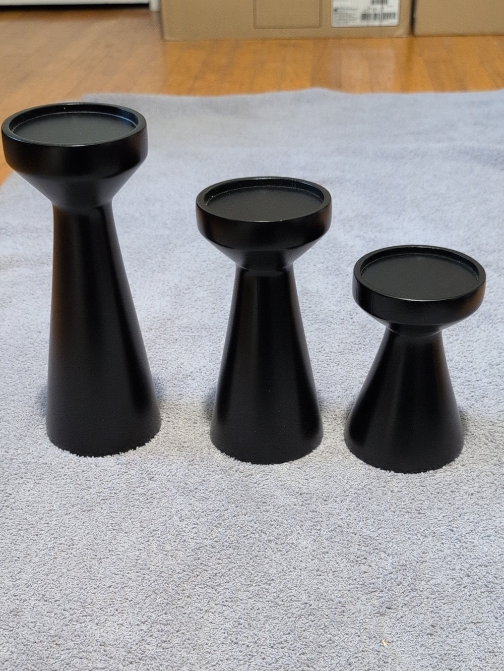 BirdRock Modern Black Flare Pedestal Candle Holders - Set of 3